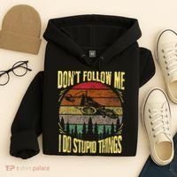 Mens Retro Don't Follow Me I Do Stupid Things BMX Rider Hoodie thumb 4