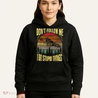 Mens Retro Don't Follow Me I Do Stupid Things BMX Rider Hoodie thumb 5