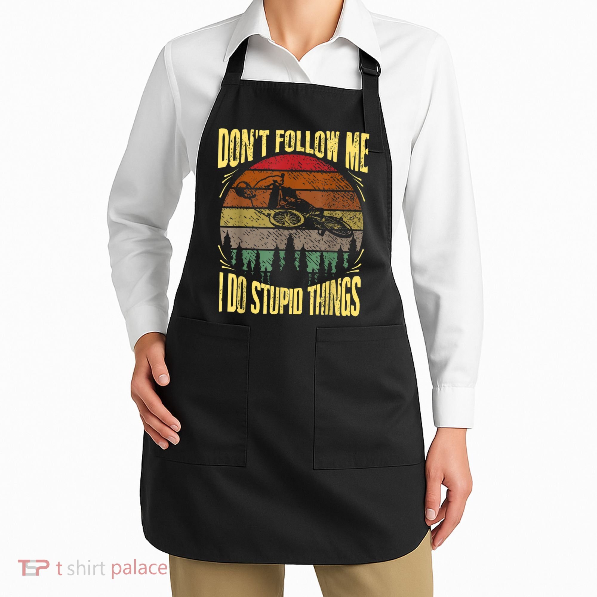 Mens Retro Don't Follow Me I Do Stupid Things BMX Rider Apron