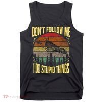 Mens Retro Don't Follow Me I Do Stupid Things BMX Rider Tank Top thumb 0