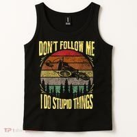 Mens Retro Don't Follow Me I Do Stupid Things BMX Rider Tank Top thumb 2