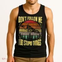 Mens Retro Don't Follow Me I Do Stupid Things BMX Rider Tank Top thumb 3