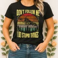 Mens Retro Don't Follow Me I Do Stupid Things BMX Rider Women's T-Shirt thumb 2