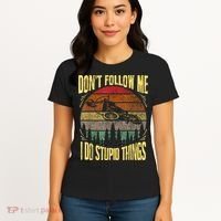 Mens Retro Don't Follow Me I Do Stupid Things BMX Rider Women's T-Shirt thumb 4