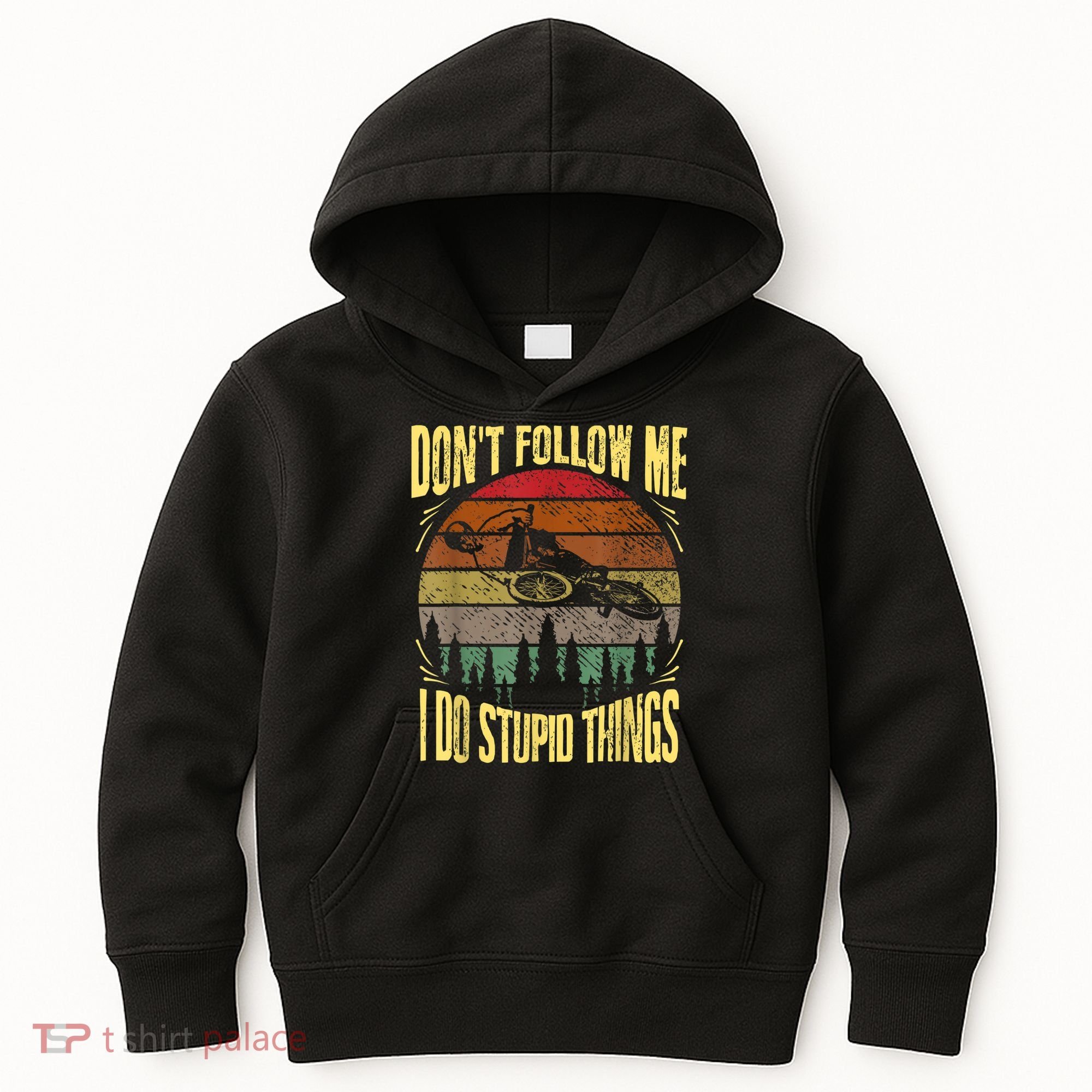 Mens Retro Don't Follow Me I Do Stupid Things BMX Rider Kids Hoodie