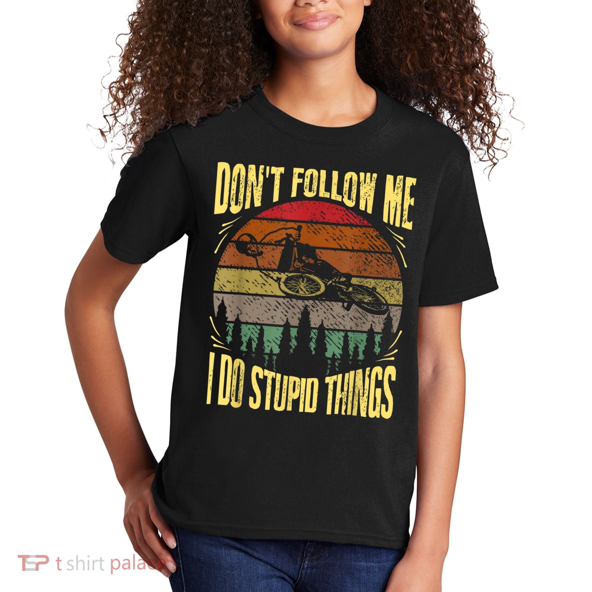 Mens Retro Don't Follow Me I Do Stupid Things BMX Rider Kids T-Shirt