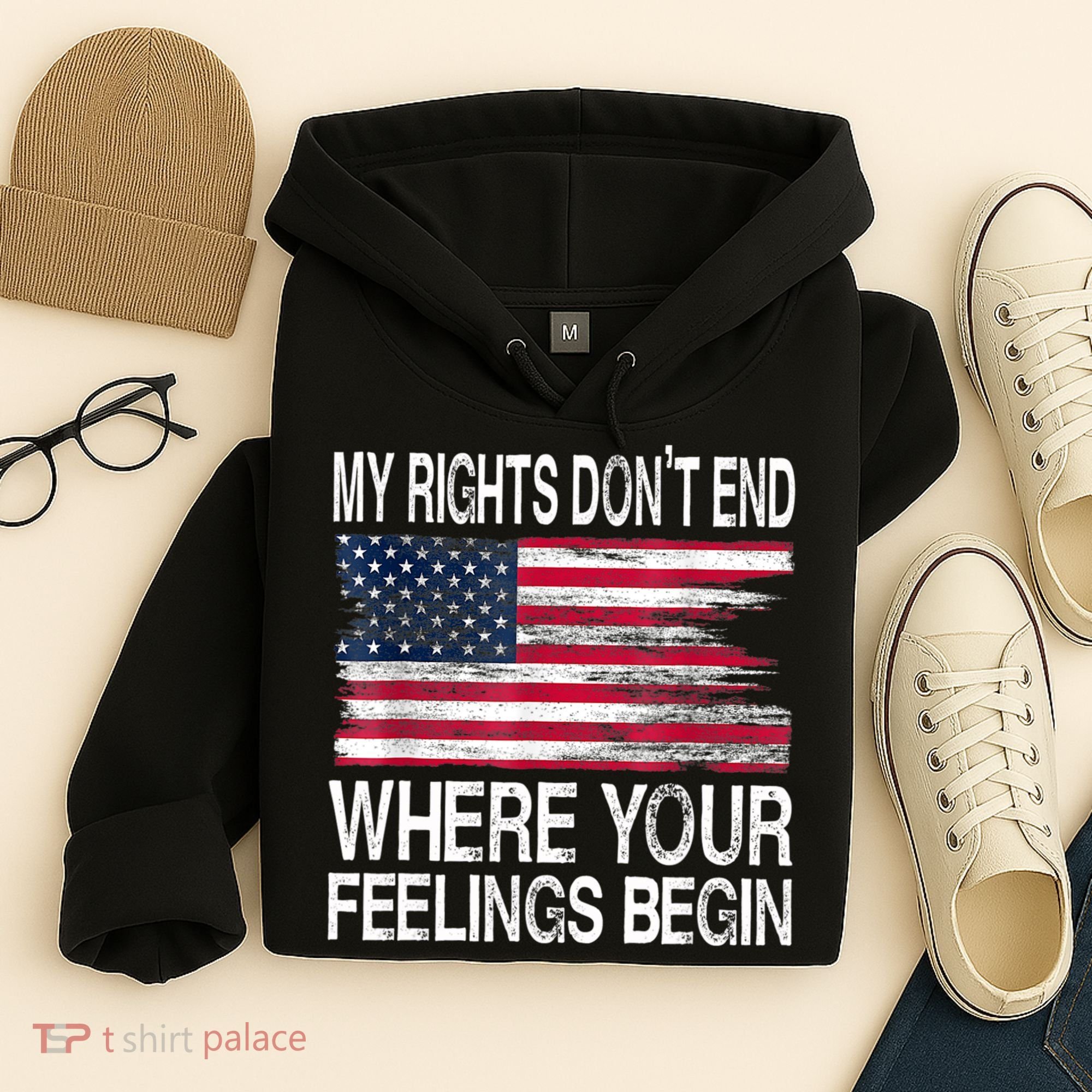My Rights Don't End Where Your Feelings Begin USA Flag Gun Hoodie
