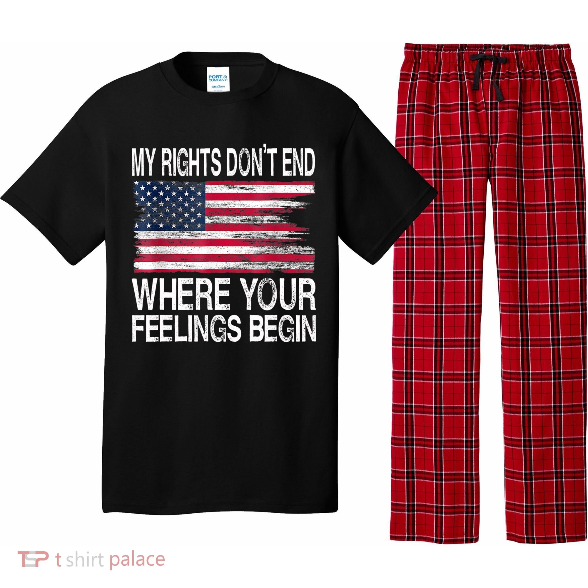 My Rights Don't End Where Your Feelings Begin USA Flag Gun Pajama Set