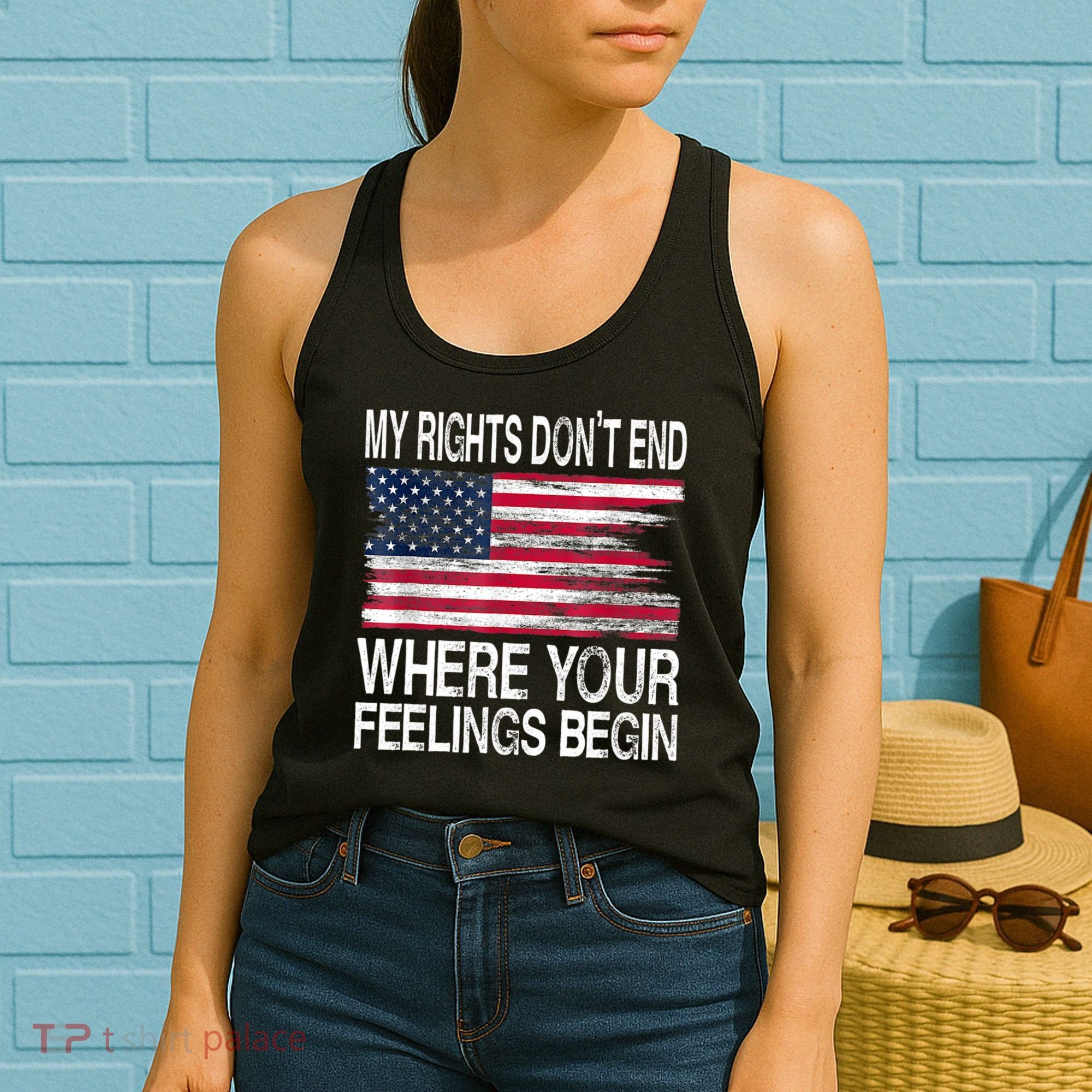 My Rights Don't End Where Your Feelings Begin USA Flag Gun Women's Tank Top