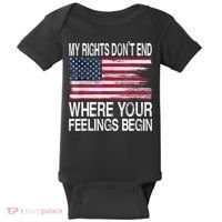 My Rights Don't End Where Your Feelings Begin USA Flag Gun Baby Bodysuit thumb 0
