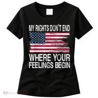 My Rights Don't End Where Your Feelings Begin USA Flag Gun Women's T-Shirt thumb 0