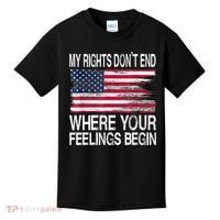 My Rights Don't End Where Your Feelings Begin USA Flag Gun Kids T-Shirt thumb 0