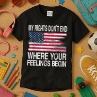 My Rights Don't End Where Your Feelings Begin USA Flag Gun Kids T-Shirt thumb 3