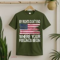 My Rights Don't End Where Your Feelings Begin USA Flag Gun T-Shirt thumb 2