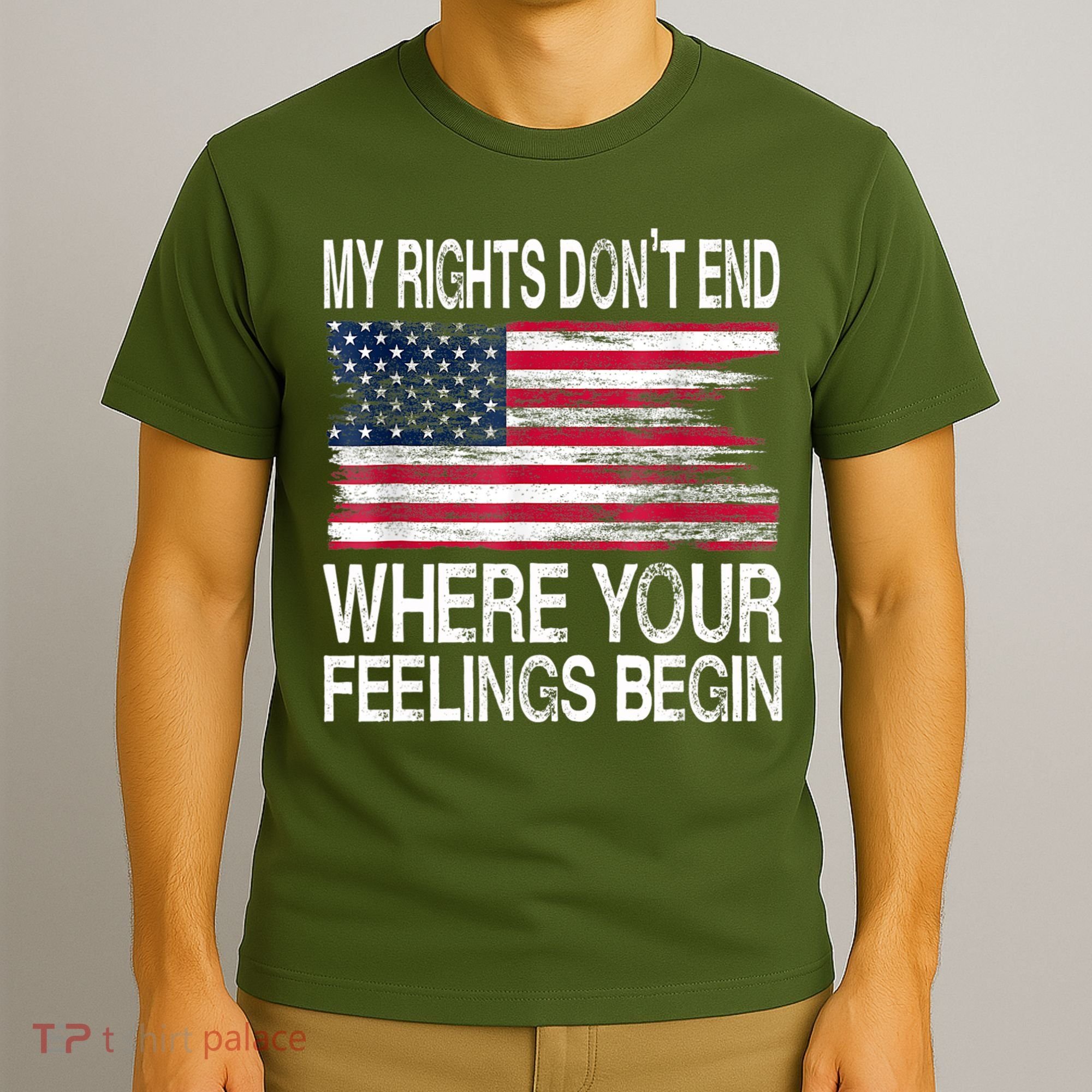My Rights Don't End Where Your Feelings Begin USA Flag Gun T-Shirt