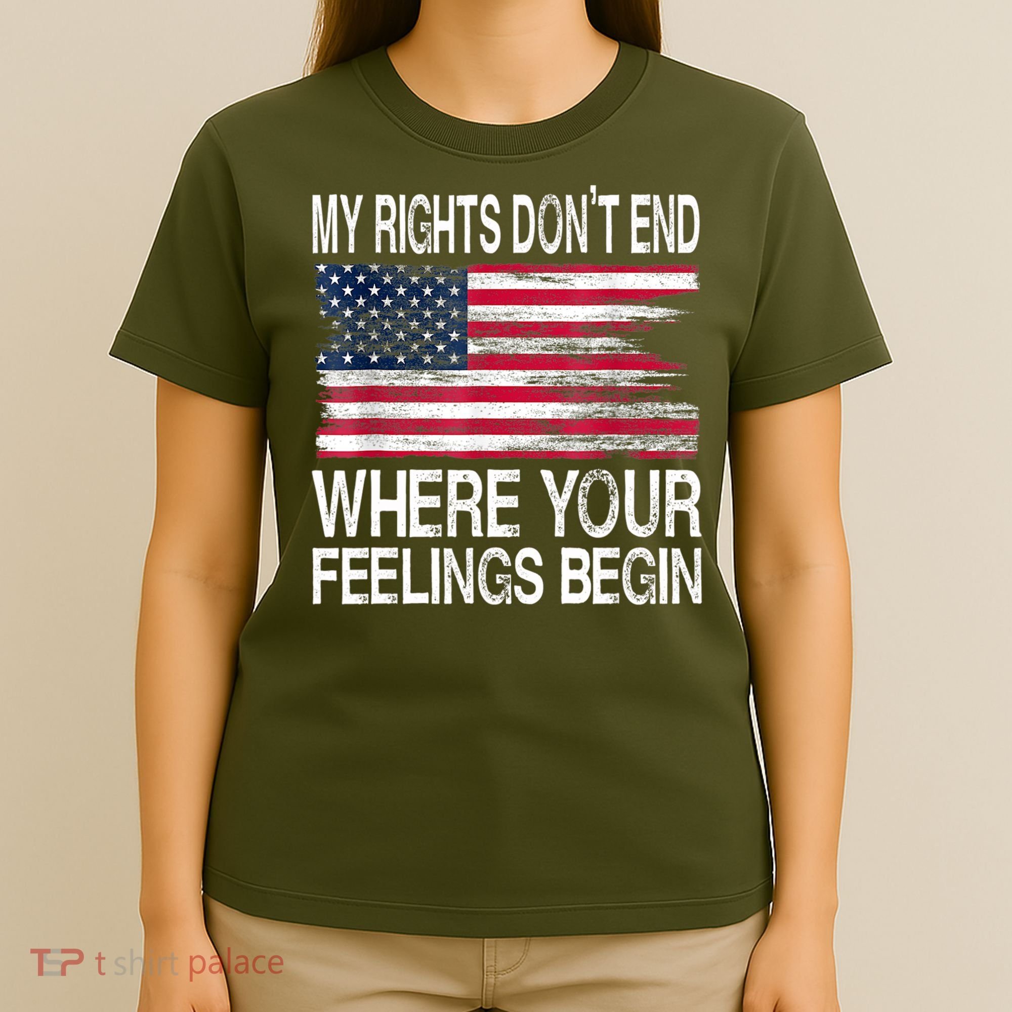 My Rights Don't End Where Your Feelings Begin USA Flag Gun T-Shirt