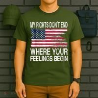 My Rights Don't End Where Your Feelings Begin USA Flag Gun T-Shirt thumb 6