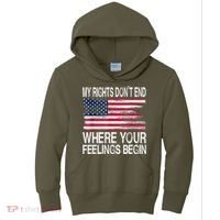 My Rights Don't End Where Your Feelings Begin USA Flag Gun Kids Hoodie thumb 0