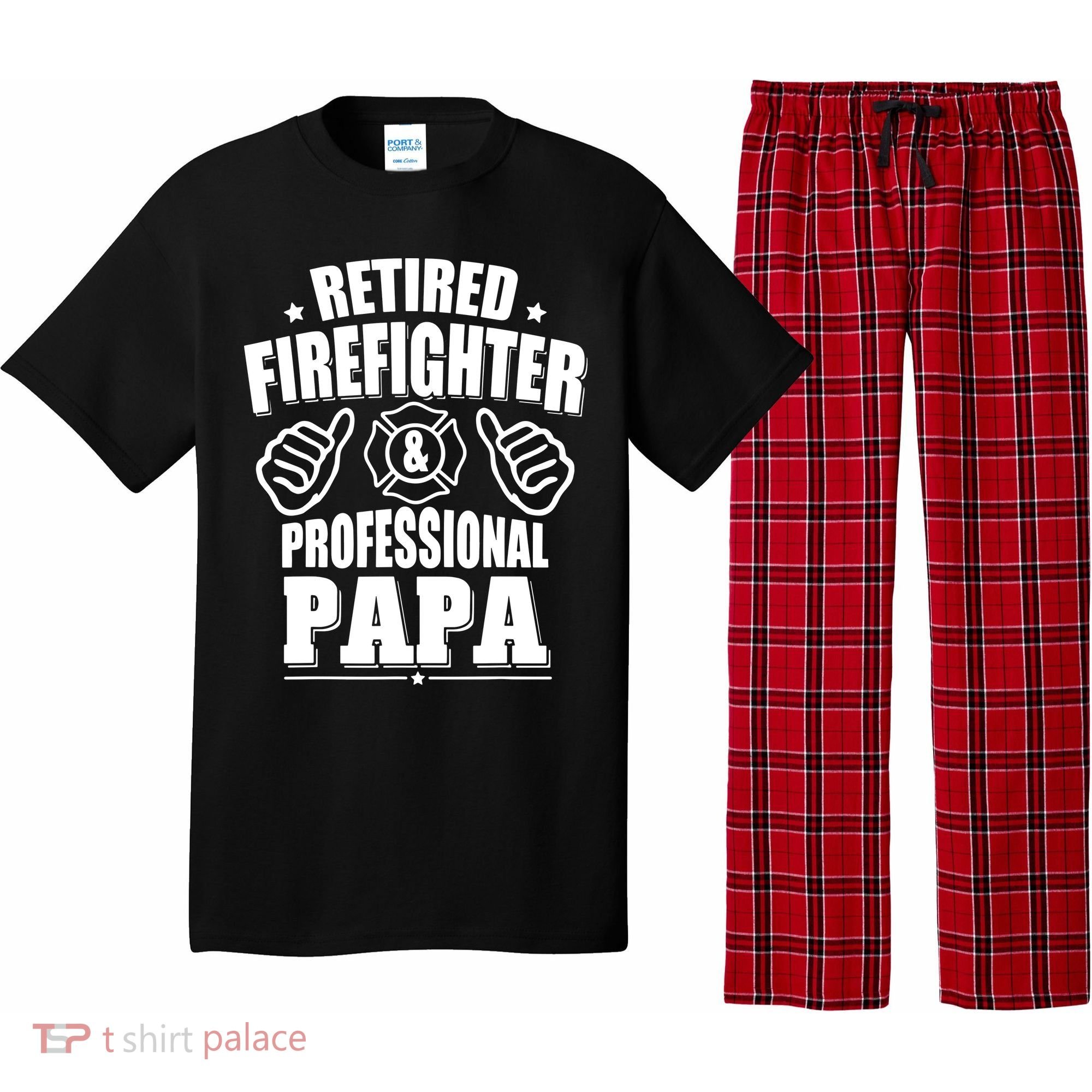 Mens Retired Firefighter & Papa Retirement Gift Pajama Set