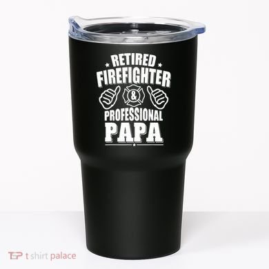 Mens Retired Firefighter & Papa Retirement Gift Tumbler