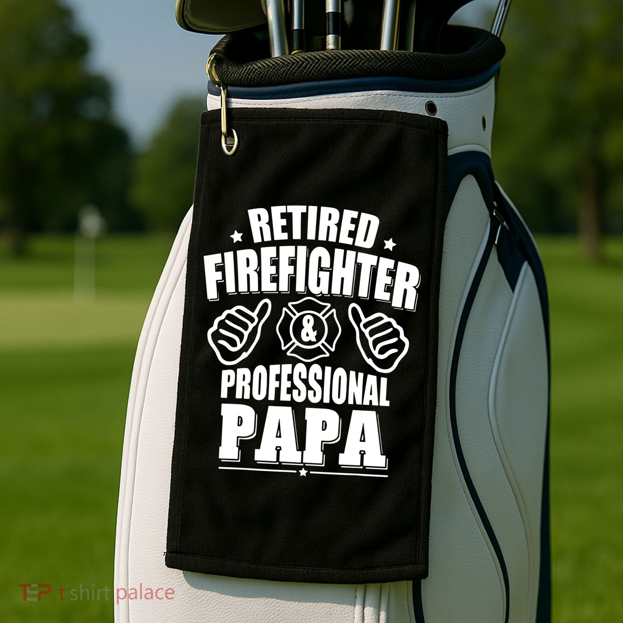 Mens Retired Firefighter & Papa Retirement Gift Golf Towel