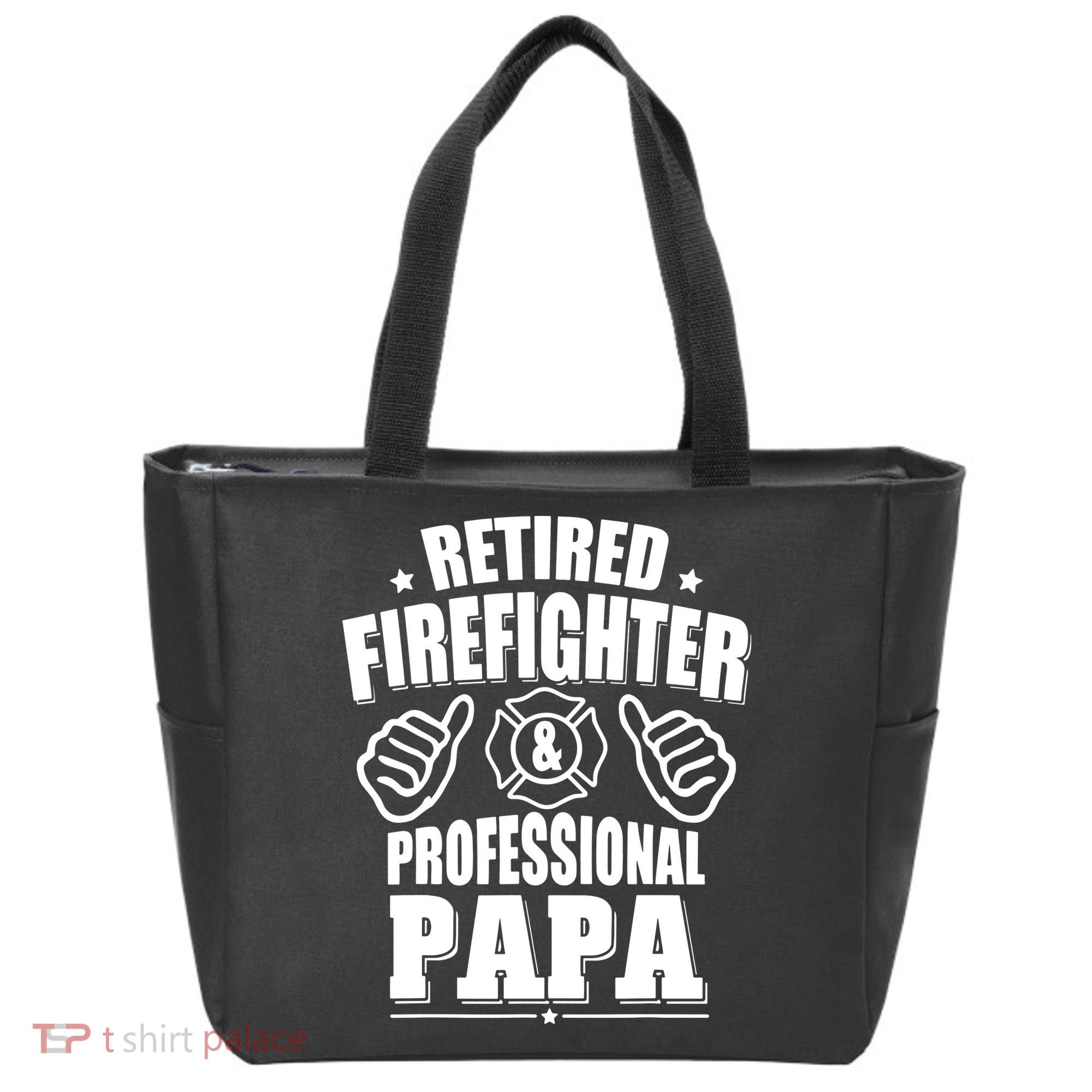 Mens Retired Firefighter & Papa Retirement Gift Tote Bag