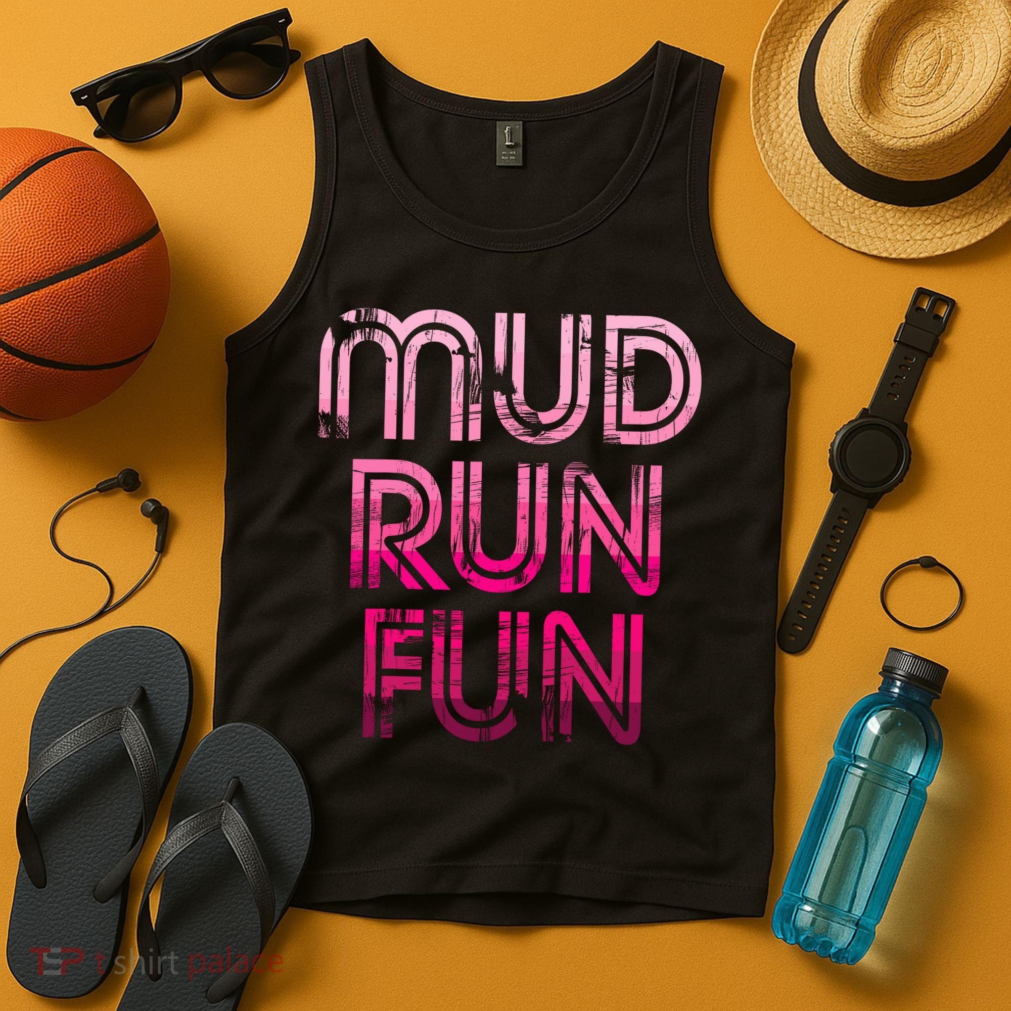 Mud Run Fun Mudder PINK Trail Running And Mudding Tank Top
