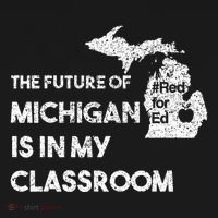 Mi Red For Ed Education Michigan Teacher Walkout Kids Sweatshirt thumb 2