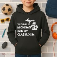 Mi Red For Ed Education Michigan Teacher Walkout Kids Hoodie thumb 2