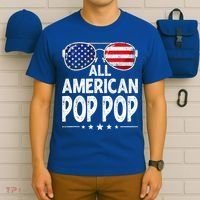 Mens Retro Father's Day Family All American Pop Pop 4th Of July T-Shirt thumb 6
