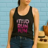 Mud Run Fun Mudder Pink Trail Running And Mudding Women's Tank Top thumb 2