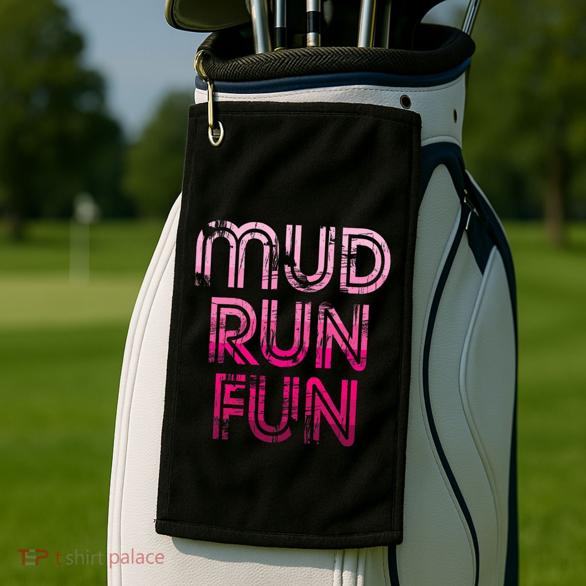 Mud Run Fun Mudder Pink Trail Running And Mudding Golf Towel