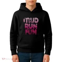Mud Run Fun Mudder Pink Trail Running And Mudding Kids Hoodie thumb 4