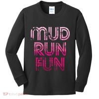 Mud Run Fun Mudder Pink Trail Running And Mudding Kids Long Sleeve Shirt thumb 0