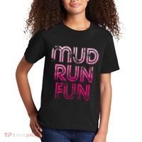 Mud Run Fun Mudder Pink Trail Running And Mudding Kids T-Shirt thumb 2