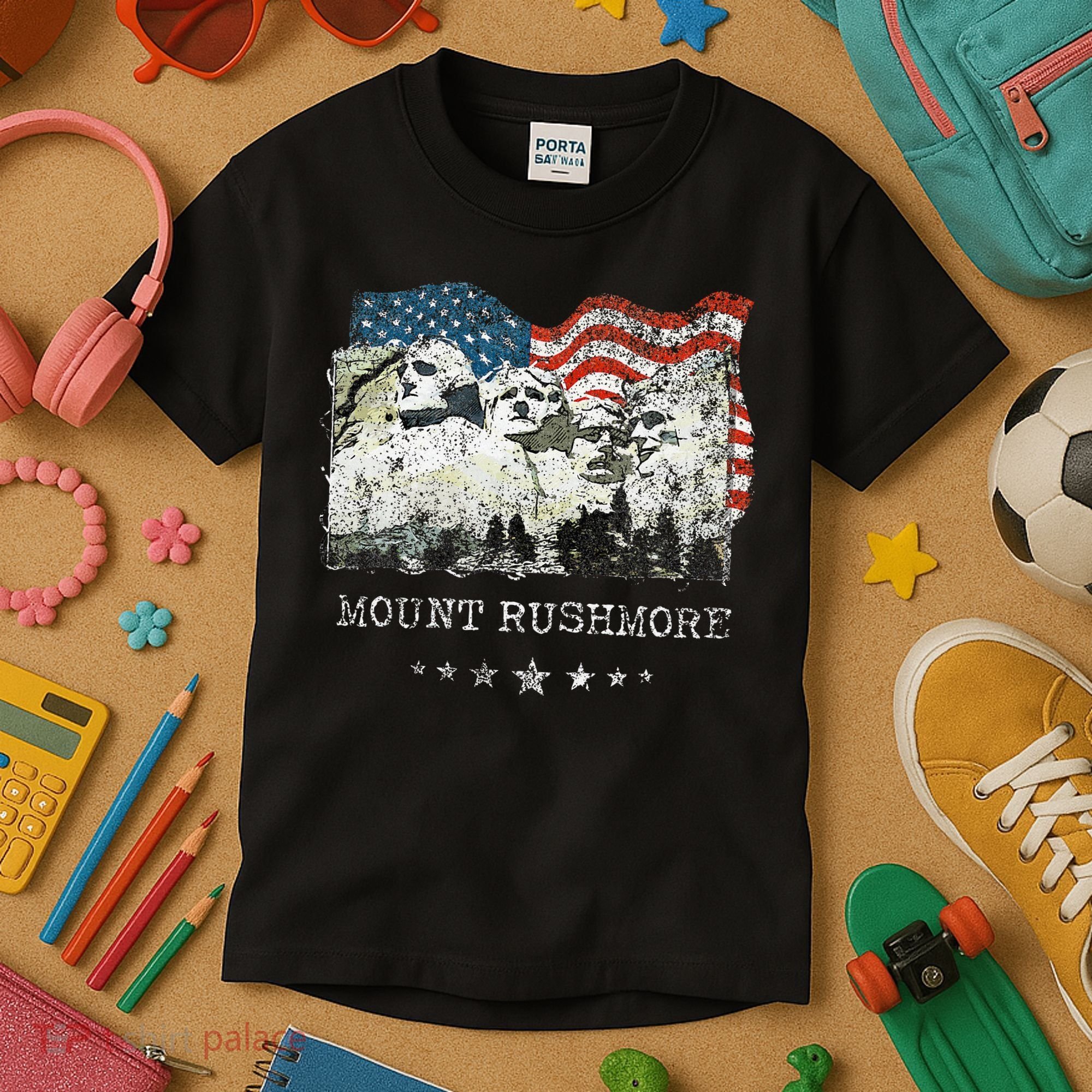 Mount Rushmore Flag Souvenirs Kids T-Shirt