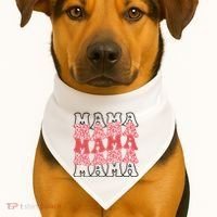 Mama Retro Groovy Cheetah Gift USA-Made Doggie Bandana thumb 1