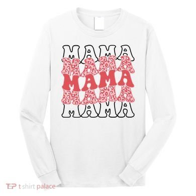 Mama Retro Groovy Cheetah Gift Long Sleeve Shirt