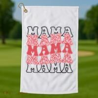Mama Retro Groovy Cheetah Gift Golf Towel thumb 1