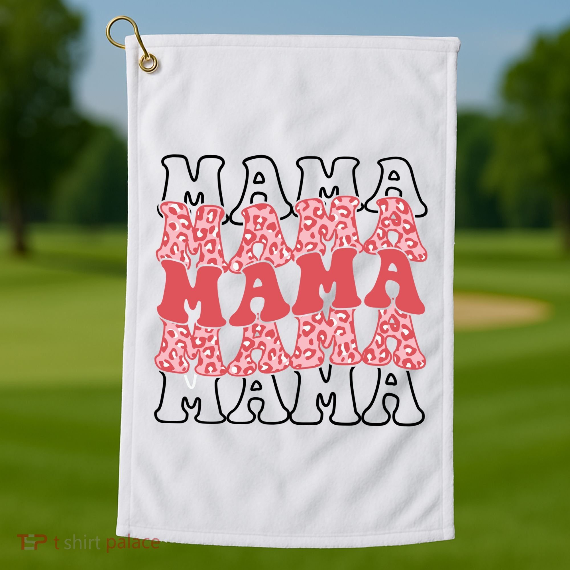 Mama Retro Groovy Cheetah Gift Golf Towel