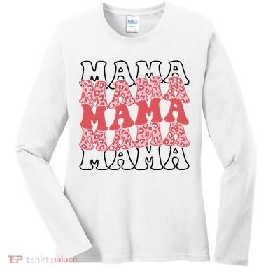 Mama Retro Groovy Cheetah Gift Women's Long Sleeve Shirt