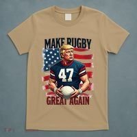 Make Rugby Great Again Funny Rugby Fans Vintage Trump T-Shirt thumb 5