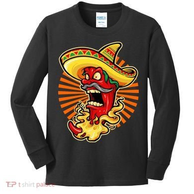 Mexican Red Hot Chili Pepper Kids Long Sleeve Shirt