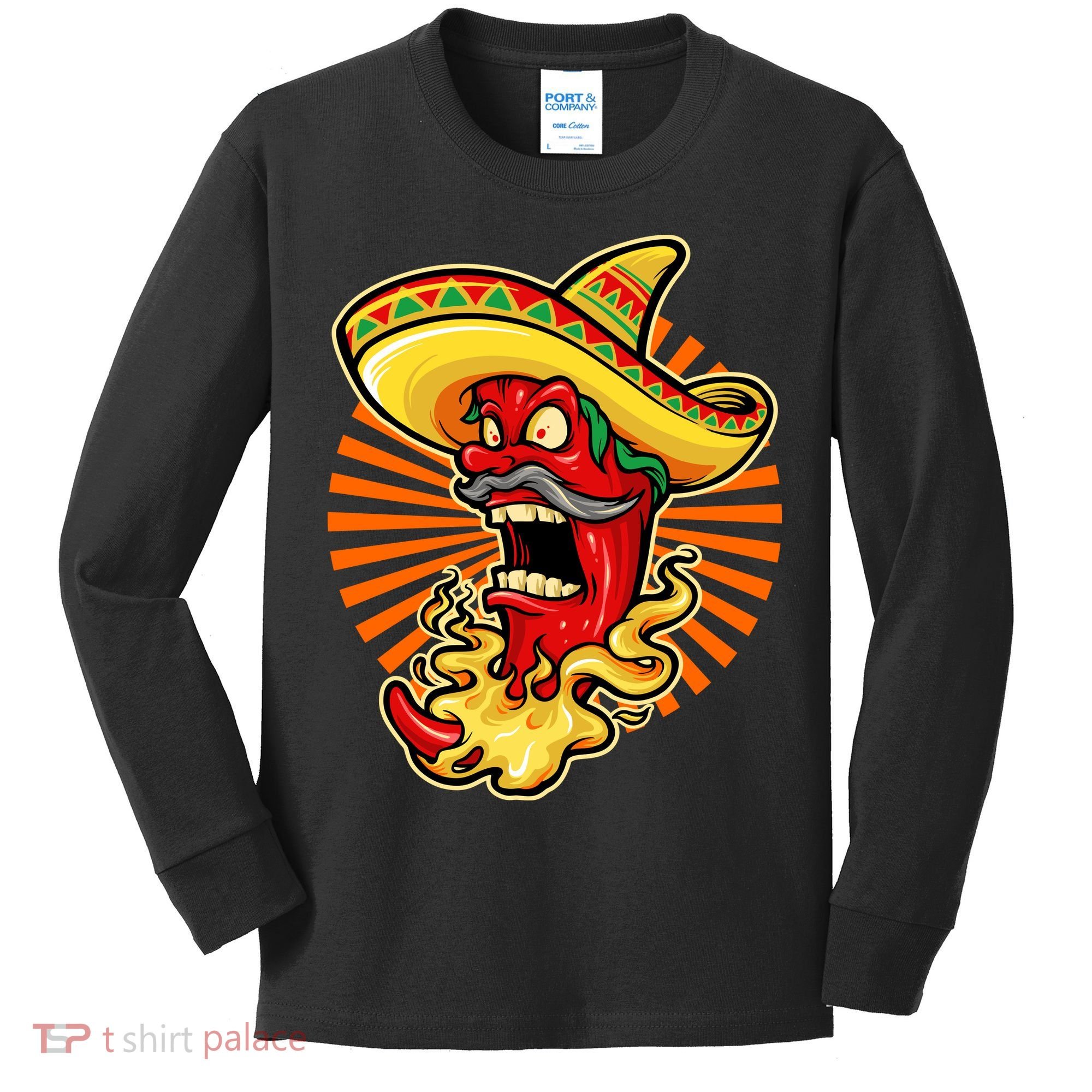 Mexican Red Hot Chili Pepper Kids Long Sleeve Shirt