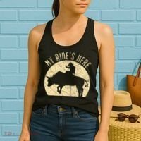My RideS Here Bull Rider Cowboy Western Rodeo Bull Riding Women's Tank Top thumb 2