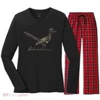 Minimalist Roadrunner Lover Distressed Women's Long Sleeve Flannel Pajama Set  thumb 0