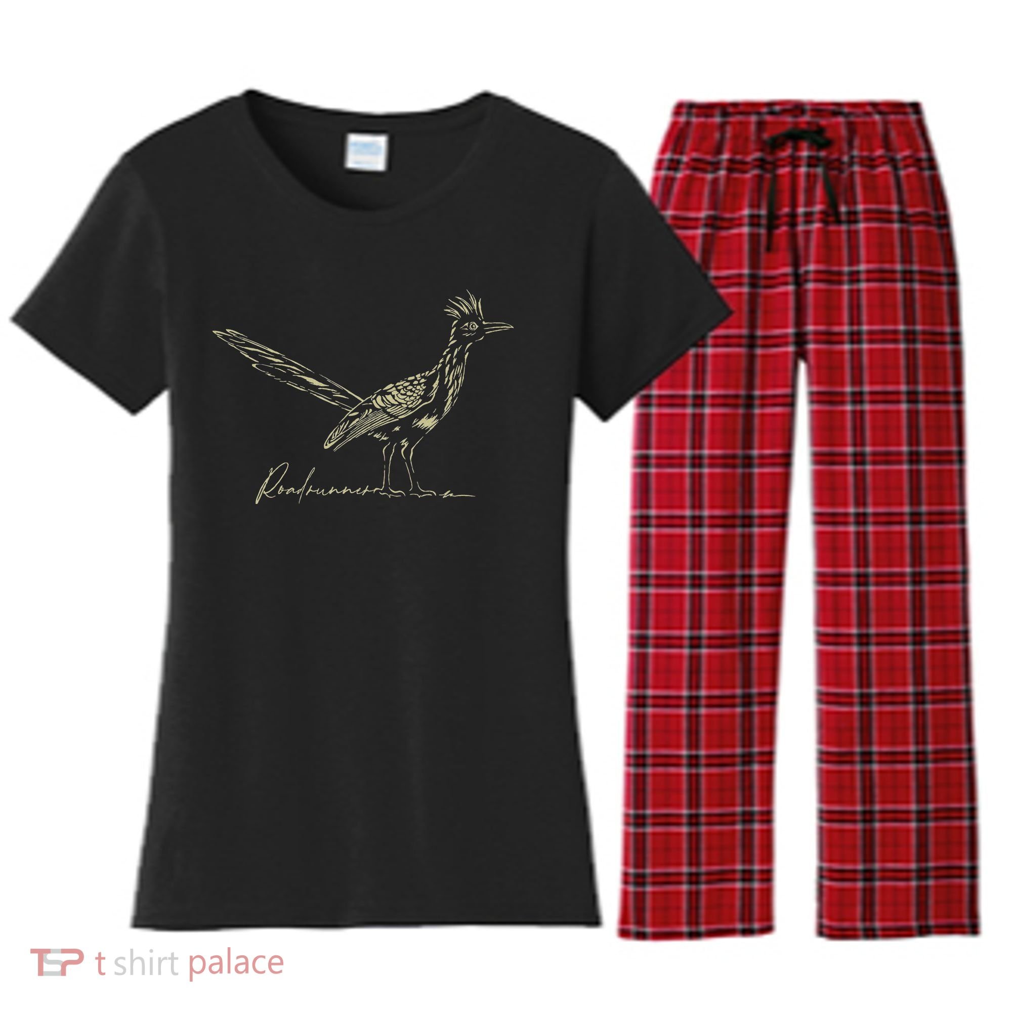 Minimalist Roadrunner Lover Distressed Women's Flannel Pajama Set