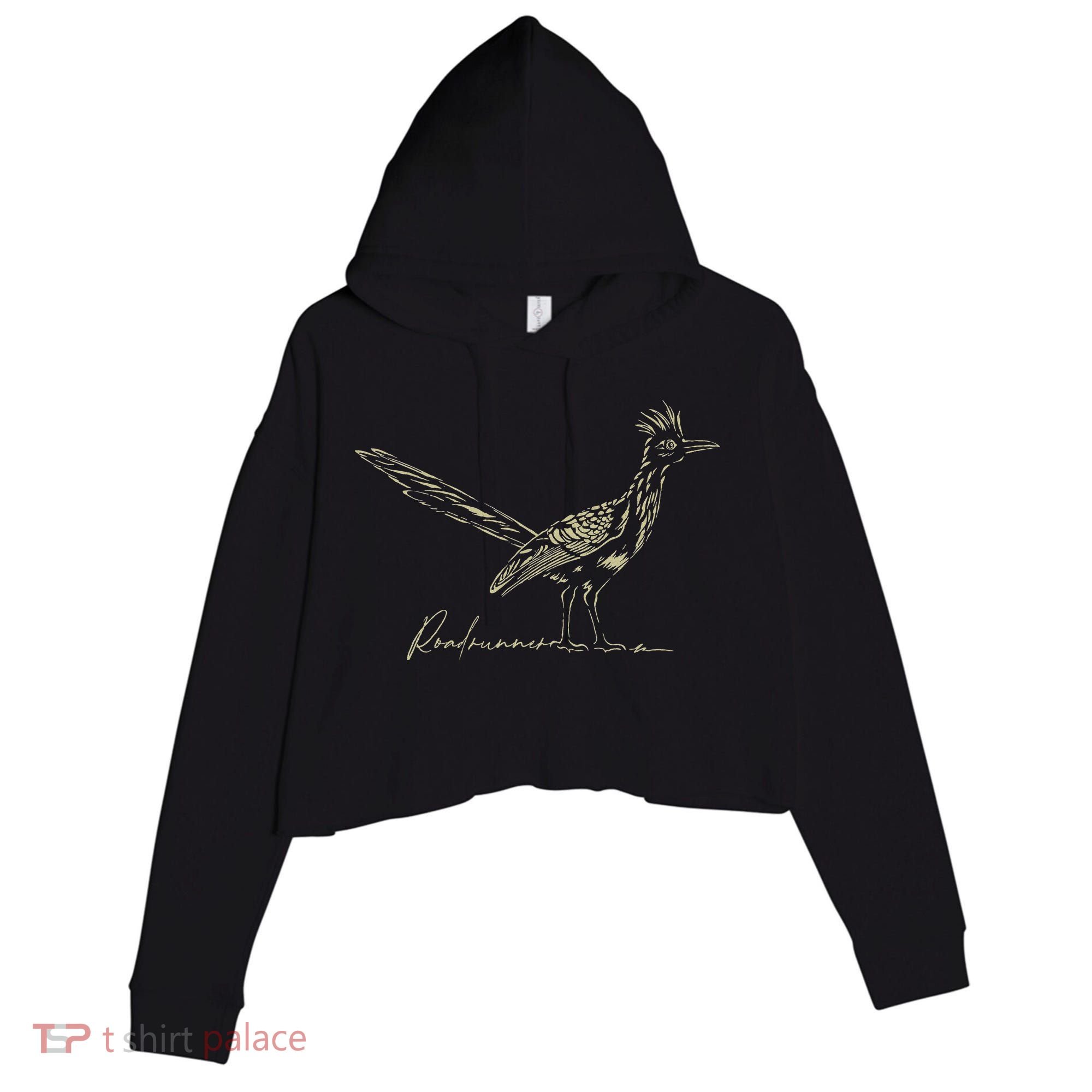 Minimalist Roadrunner Lover Distressed Crop Fleece Hoodie