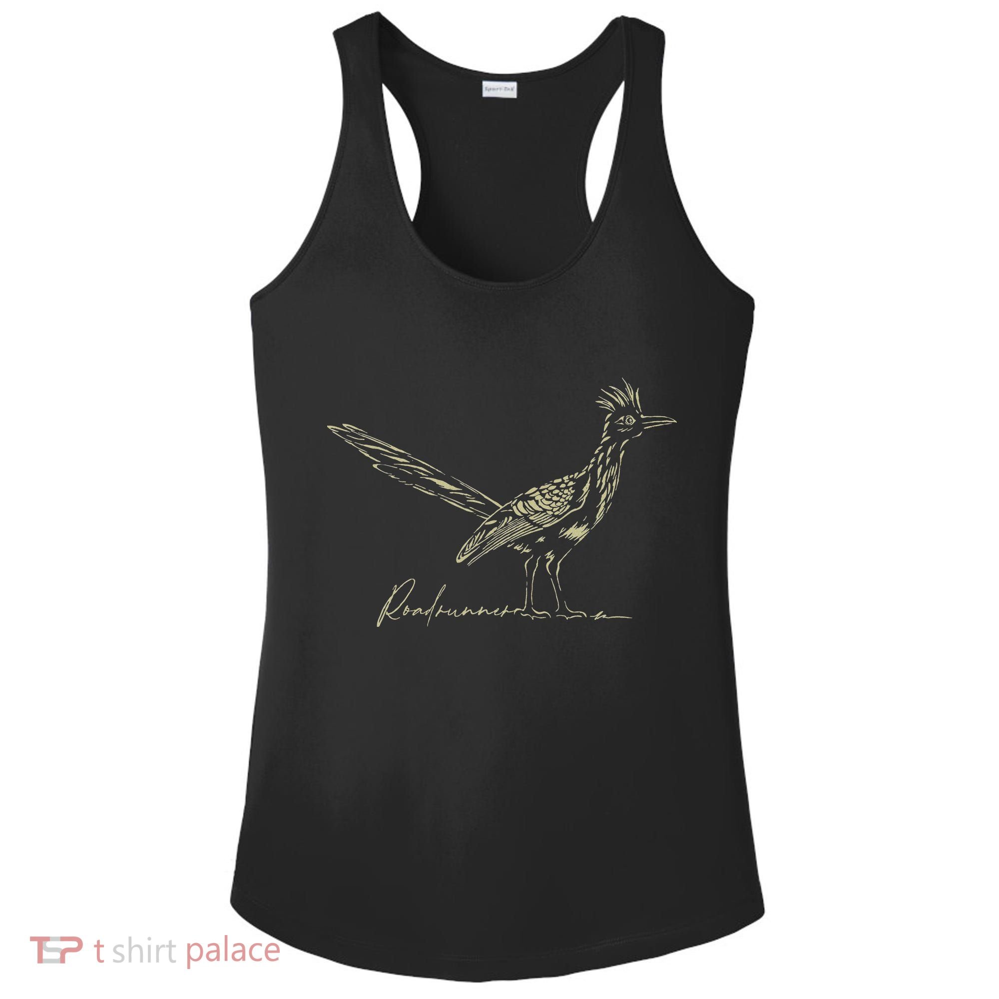Minimalist Roadrunner Lover Distressed Ladies PosiCharge Competitor Racerback Tank