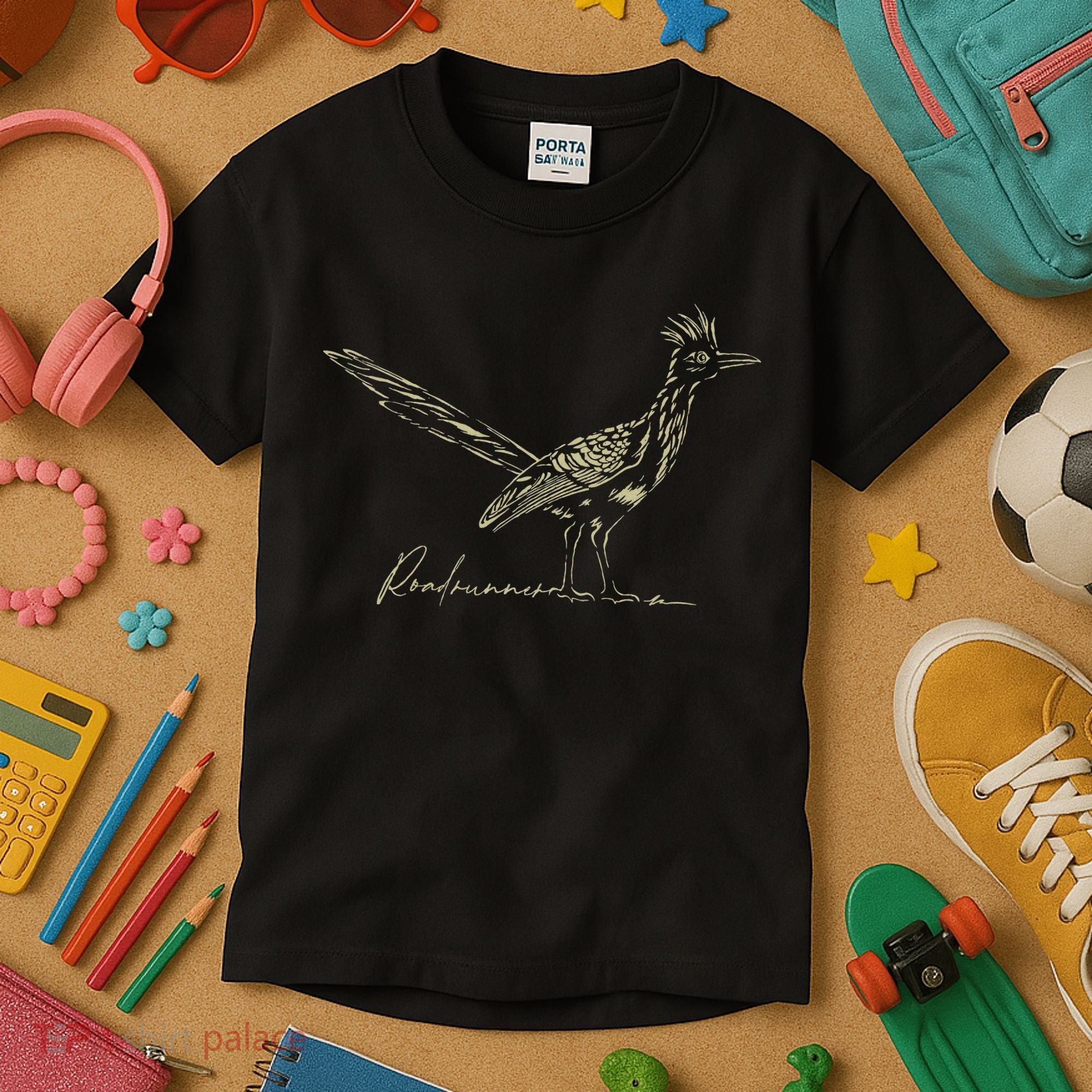 Minimalist Roadrunner Lover Distressed Kids T-Shirt